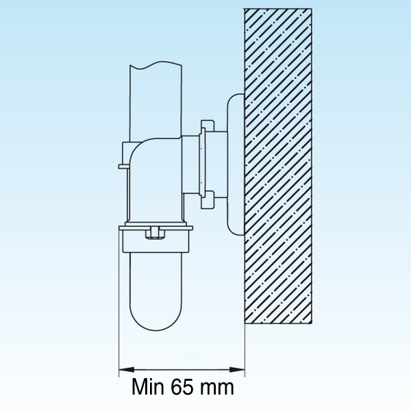 Raumspar - Siphon, Wandanschluss 32 + 40mm - Doppelwaschtisch